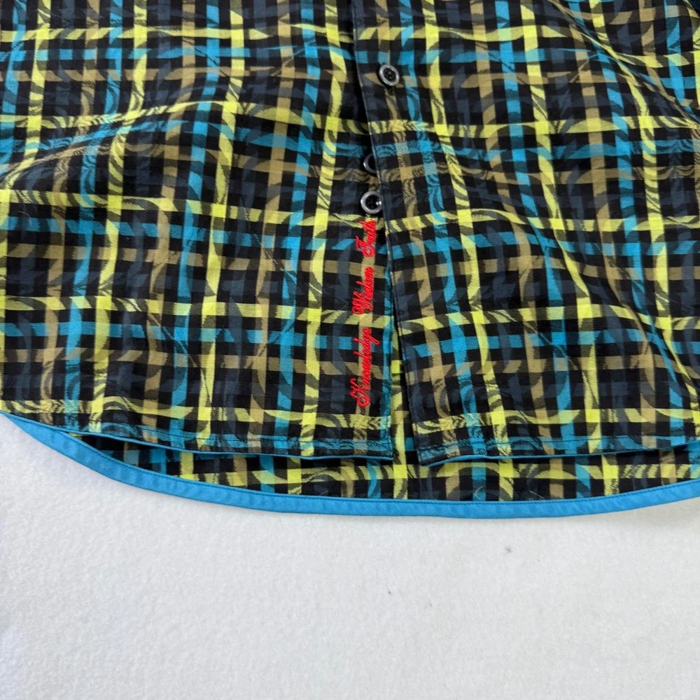 Robert Graham Mens Plaid Button Down Shirt Animal Portrait Size L‎ Whimsical